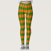 Orange and Green Harlequin Checkered Design  Leggings (Vorderseite)