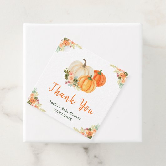 Orange and Green Pumpkins Baby Dusche Vielen Dank Geschenkanhänger (Beispiel)