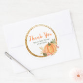 Orange and Green Pumpkins Baby Dusche Vielen Dank Runder Aufkleber (Umschlag)