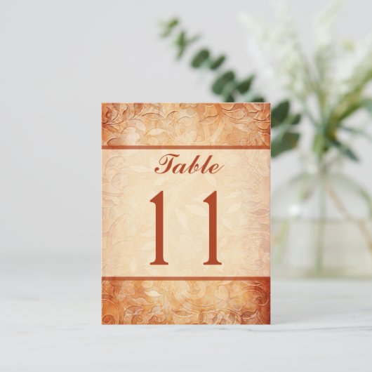 Orange and Ivory Tischnummer Card (Stehend Vorderseite)