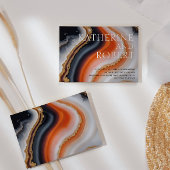 Orange and Navy Blue Agate Trendy Wedding Einladung