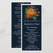 Orange and Navy Floral Modern Bold Wedding Program (Vorne/Hinten)