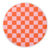 Orange and Pink Checkerboard Pattern Keramikknauf (Vorderseite)