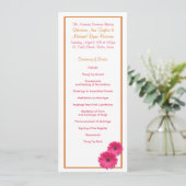 Orange and Pink Gerbera Daisy Wedding Program Programm (Stehend Vorderseite)