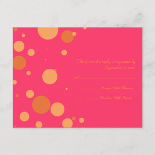 Orange and Pink Polka Dot Wedding RSVP Karte
