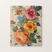Orange and Pink Roses on Rustic Wood Puzzle (Vertikal)