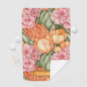 Orange and Pink Tulip Flowers Personalized Golfhandtuch (Insitu)
