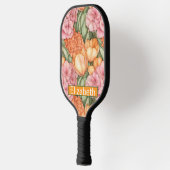 Orange and Pink Tulip Flowers Personalized Pickleball Schläger (Links)