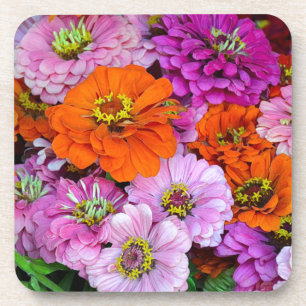 Orange and purple dahlia flowers getränkeuntersetzer