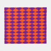 Orange and Purple Harlequin Checkered Design  Fleecedecke (Vorderseite (Horizontal))