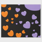 orange and purple heart pattern geschenkpapier (Flach)