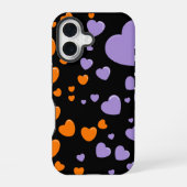 orange and purple hearts polka dots iPhone 16 hülle (Rückseite)