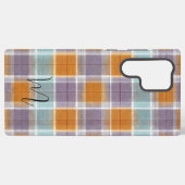 Orange and Purple Plaid Pattern Monogram Samsung Galaxy Hülle (Rückseite (Horizontal))