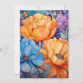 Orange and Royal Blue Floral Wedding Einladung (Rückseite)