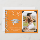 Orange and Silver Graduation Announcement Photo Einladung (Vorderseite)