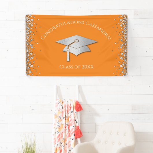 Orange and Silver Graduation Banner (Insitu)