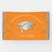 Orange and Silver Graduation Banner (Horizontal)