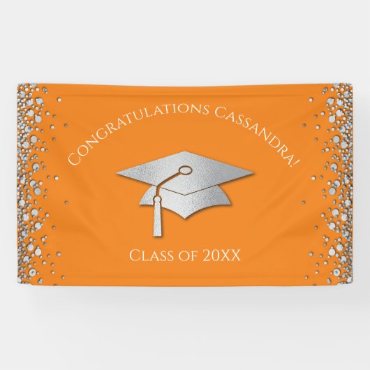 Orange and Silver Graduation Banner (Horizontal)