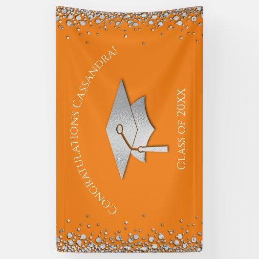 Orange and Silver Graduation Banner (Vertikal)