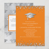 Orange and Silver Graduation Einladung (Vorne/Hinten)