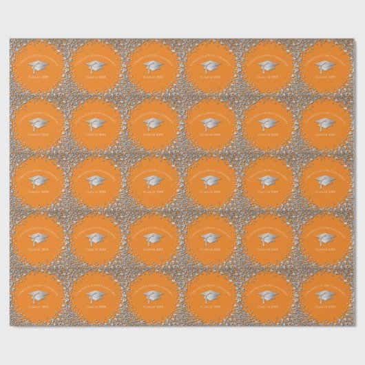 Orange and Silver Graduation Geschenkpapier (Flach)