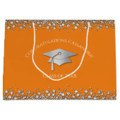 Orange and Silver Graduation Große Geschenktüte (Vorderseite)