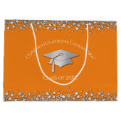 Orange and Silver Graduation Große Geschenktüte (Rückseite)