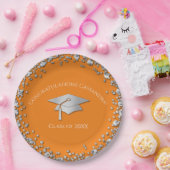 Orange and Silver Graduation Pappteller (Party)