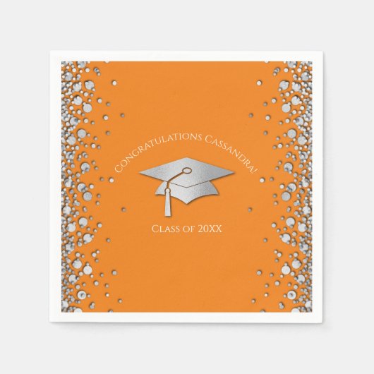 Orange and Silver Graduation Serviette (Vorderseite)