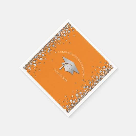Orange and Silver Graduation Serviette (Ecke)