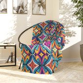 Orange and Teal Abstract Circles Bohemian Fleecedecke