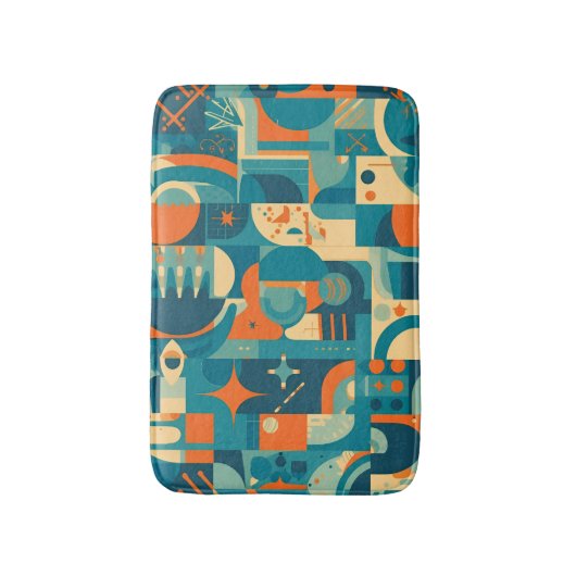 Orange and Teal Geometric Abstract Badematte (Vorderseite Vertikal)