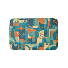 Orange and Teal Geometric Abstract Badematte