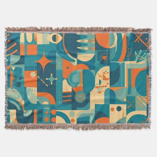 Orange and Teal Geometric Abstract Decke (Vorderseite)