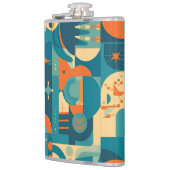 Orange and Teal Geometric Abstract Flachmann (Links)