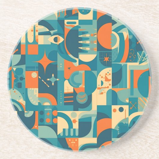 Orange and Teal Geometric Abstract Getränkeuntersetzer (Vorne)