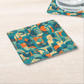 Orange and Teal Geometric Abstract Rechteckiger Pappuntersetzer (angewinkelt)
