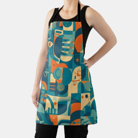 Orange and Teal Geometric Abstract Schürze (InSitu)