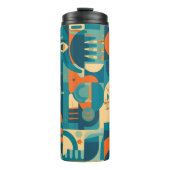 Orange and Teal Geometric Abstract Thermosbecher (Vorderseite)