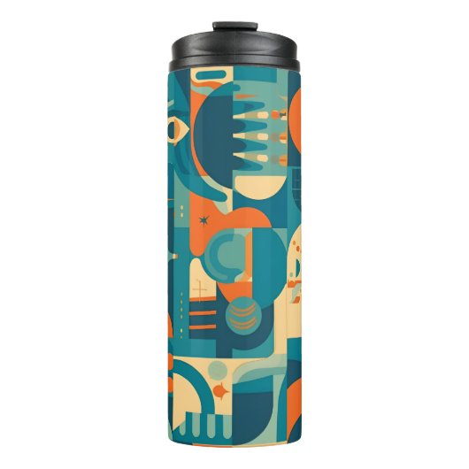 Orange and Teal Geometric Abstract Thermosbecher (Vorderseite)