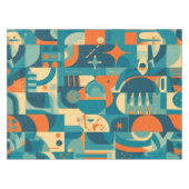 Orange and Teal Geometric Abstract Tischdecke (Vorderseite (Horizontal))
