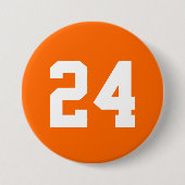 Orange and White Athlete Jersey Number Button (Vorderseite)