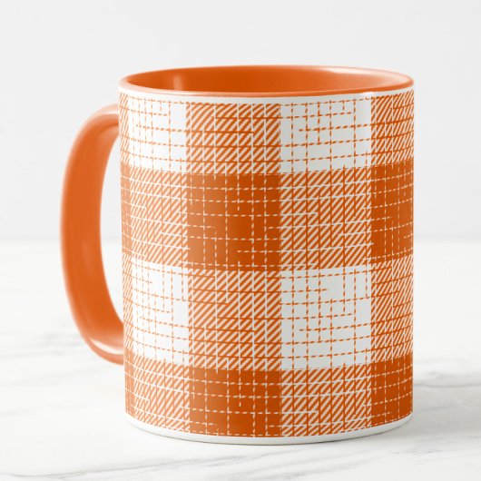 Orange and White Bold Checkered Plaid Design Tasse