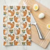 Orange and White Cats Naive Art Style Geschirrtuch (Viertel Falte)