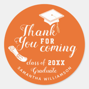 Orange and White Class of 2025 Graduate Vielen Dan Runder Aufkleber