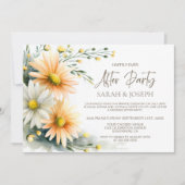 Orange and White Daisies Wedding After Party Einladung (Vorderseite)