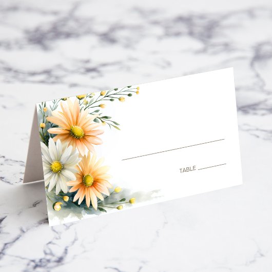 Orange and White Daisies Wedding Place Card Platzkarte