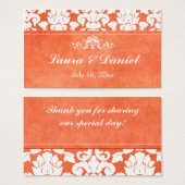 Orange and White Damask Wedgefavor Tag (Vorne & Hinten)
