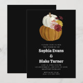 Orange and White Fall Pumpkin Black Wedding Einladung (Vorne/Hinten)