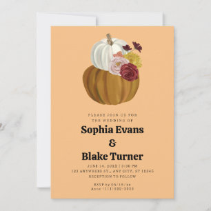 Orange and White Fall Pumpkin Orange Wedding Einladung